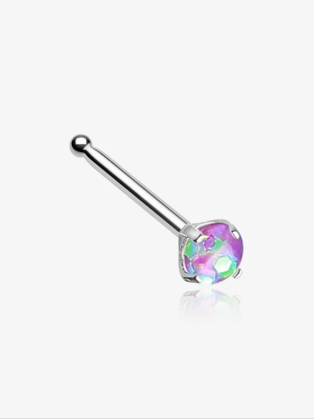 Opal Sparkle Prong Set Nose Stud Ring